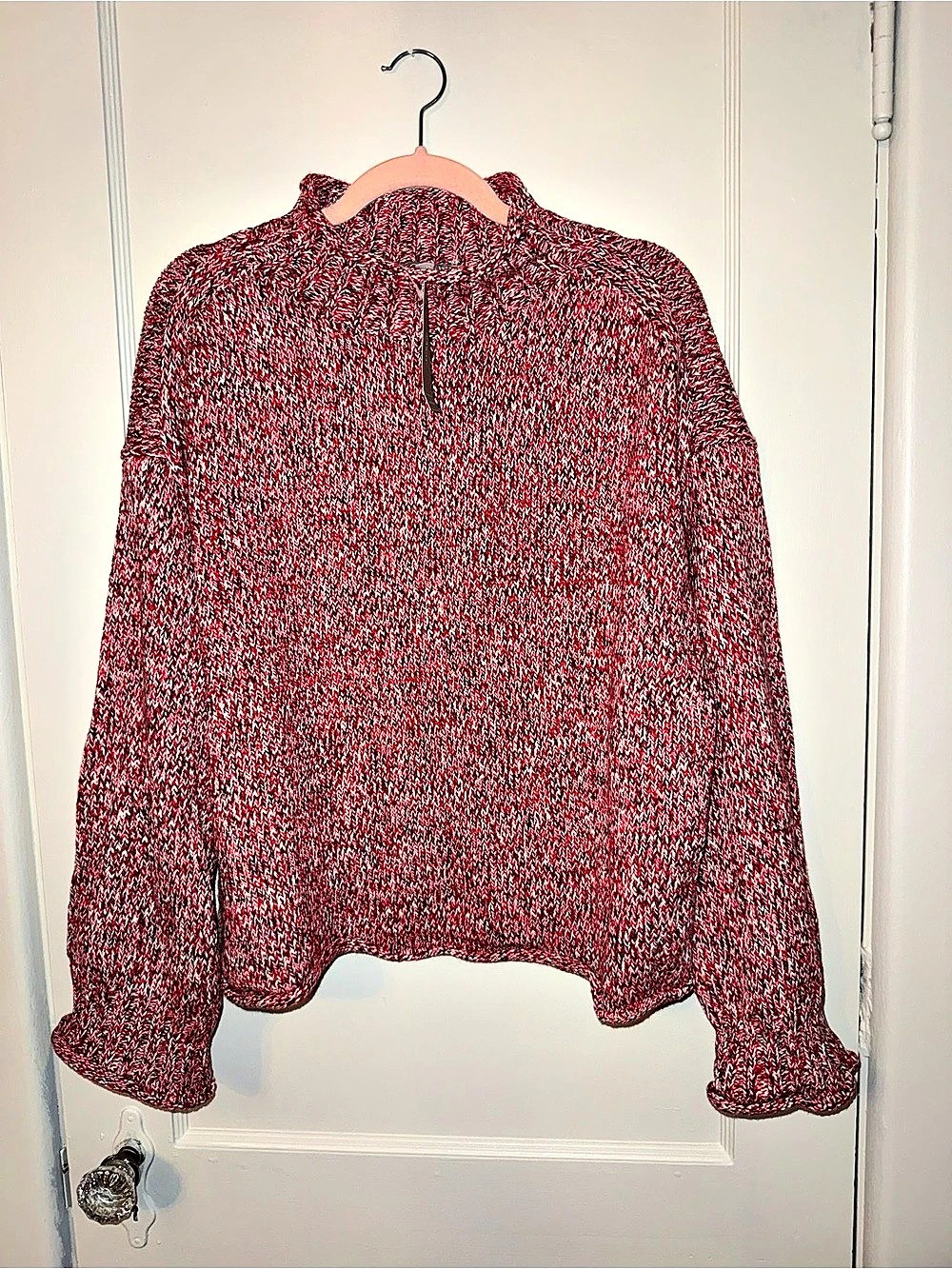 J.Crew 2025 Rollneck™ sweater in marled heritage cotton Red & White Cotton